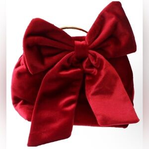 House of Harlow 1960 Red Velvet Bow Clutch